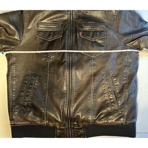 Levi Strauss & Co Brown Feaux Leather Sherpa Lined Zip Up Jacket Men's Size XL - Picture 8 of 12